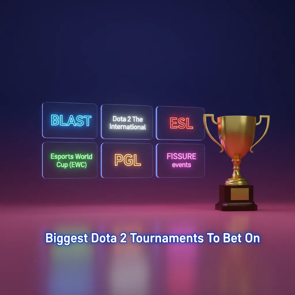 Dota 2 betting on top tournaments: TI, BLAST, ESL, EWC, PGL, FISSURE, with pre-match and live odds.