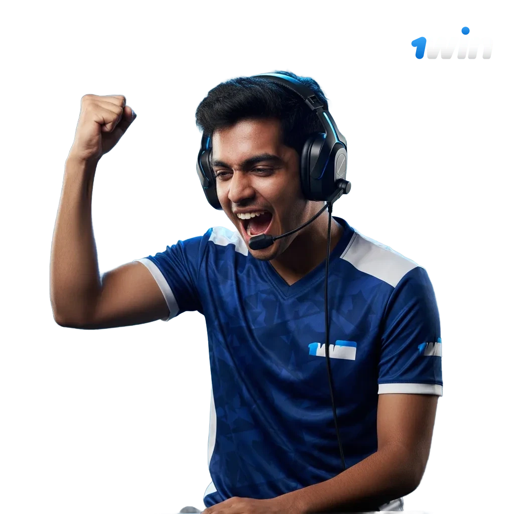 1win esports betting app in India showing live and pre-match markets and a 500% bonus up to ₹75,000.