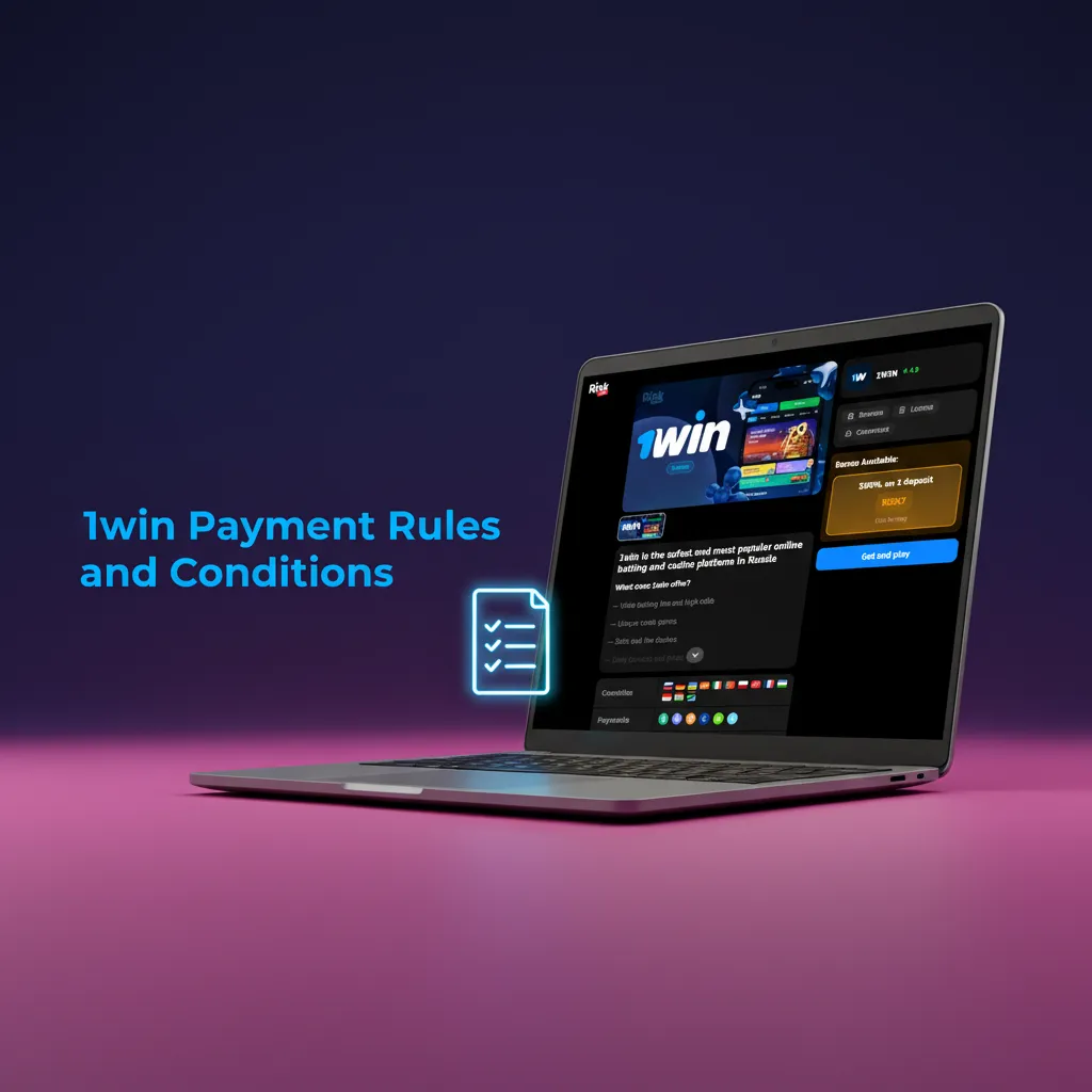 Infographic of 1win India payment rules: name match, same-method withdrawals, KYC via PAN/Aadhaar, 1x turnover, INR limits.