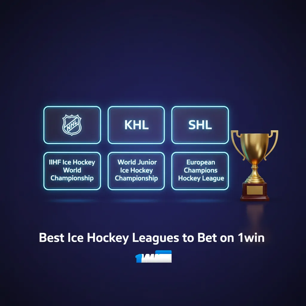Best ice hockey leagues to bet on at 1win: NHL, KHL, IIHF World Championship, Champions Hockey League, SHL, Liiga, DEL