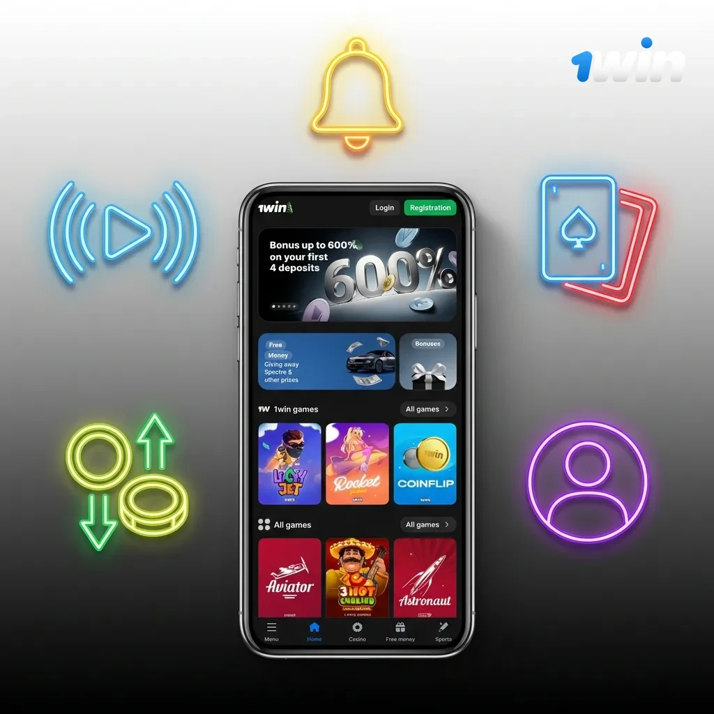 1win mobile app interface showing betting options