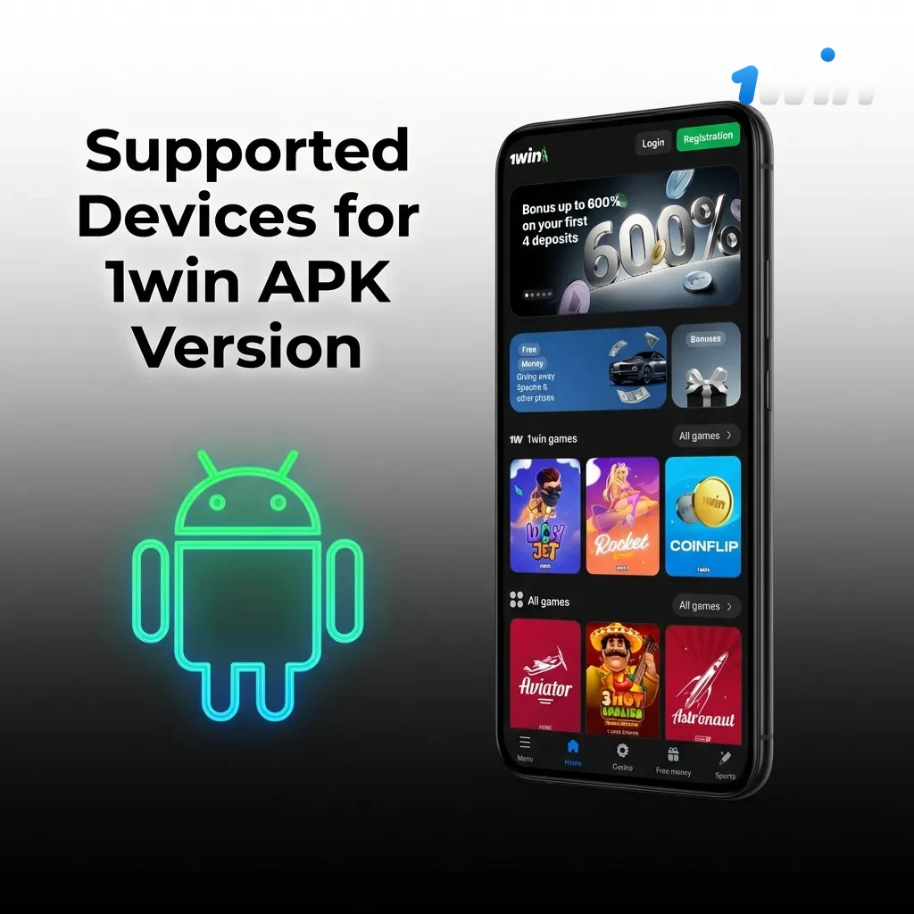 Table showing 1win APK compatibility across popular Android smartphone brands