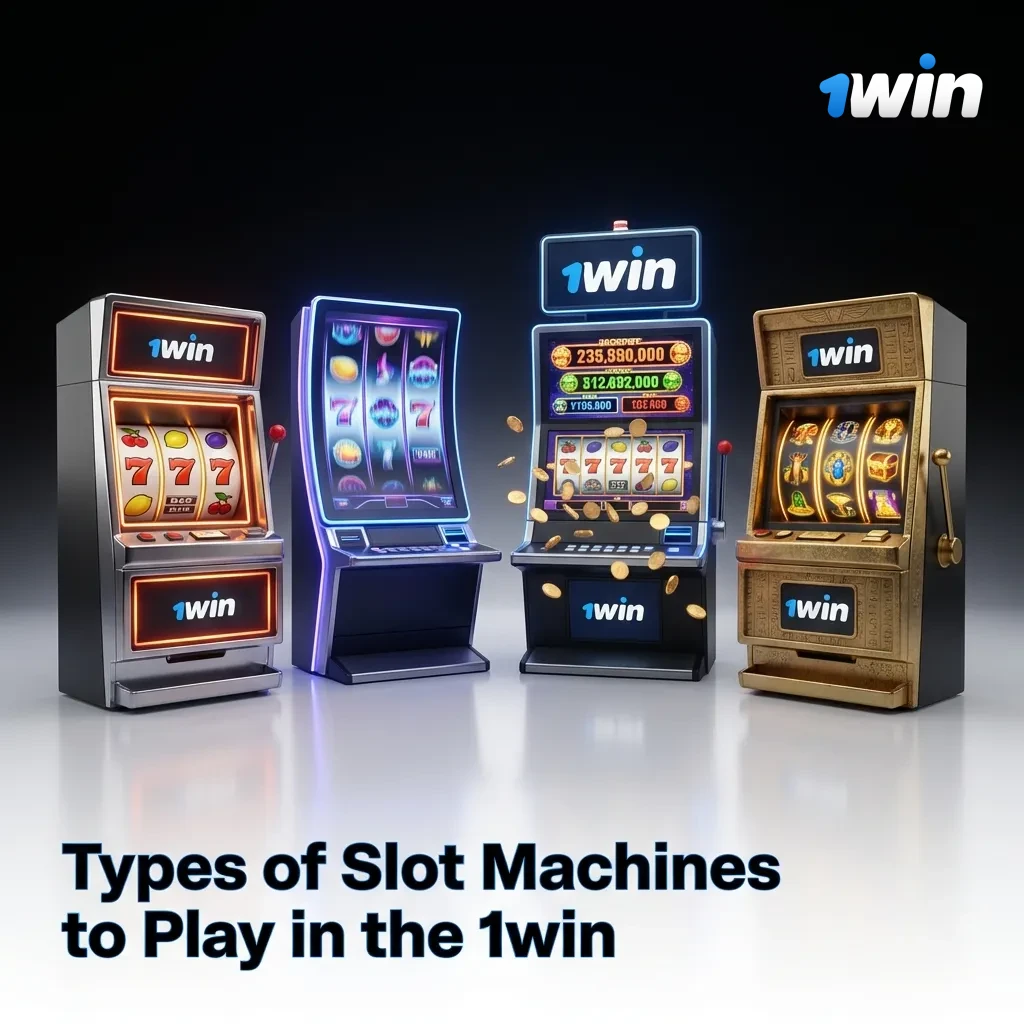 Various slot machine types displayed platform including classic, video, and jackpot games